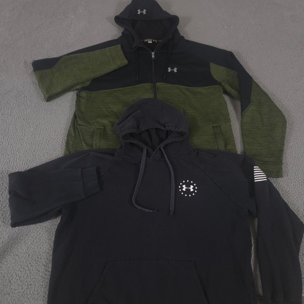 LOT OF 2 Under Armour Hoodie Mens XXL Multi Gamut Fleece Freedom Flag Rival